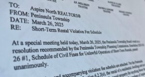 Peninsula Township Supervisor Maura Sanders sends letter to Aspire North REALTORS regarding short-term rental violation fees | Jane Boursaw Photo